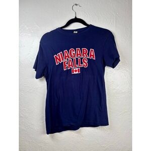 River Wear Niagara Falls T-Shirt Women Small Navy Blue Canada Tourist Varsity